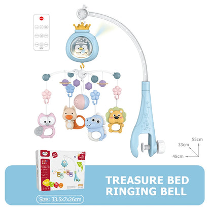 Baby Crib Mobile with Projector and Night Light, Remote Control Musical Rotating Toy with Soothing Lullabies