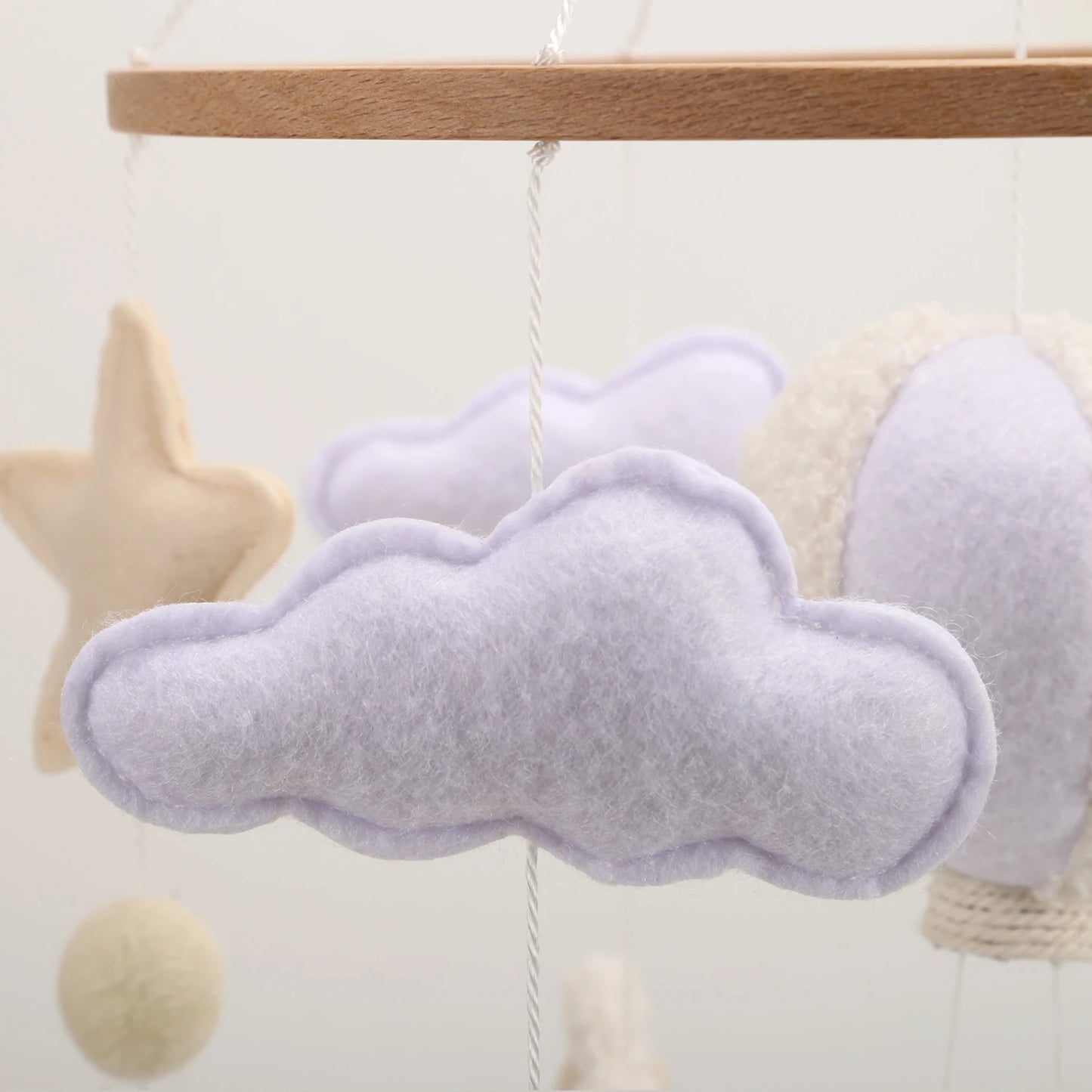Boucle Sheep & Balloon Baby Nursery Mobile – Neutral Crib Mobile for Newborns, CE Certified