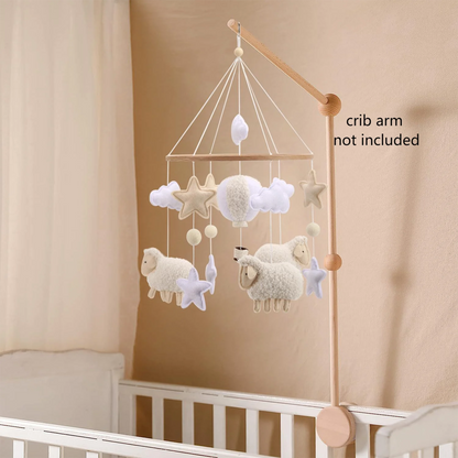 Boucle Sheep & Balloon Baby Nursery Mobile – Neutral Crib Mobile for Newborns, CE Certified