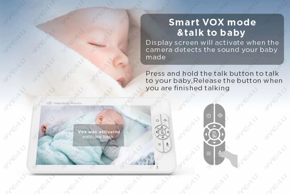 5" HD Video Baby Monitor with PTZ Camera – Night Vision, Two-Way Audio & Temperature Alert