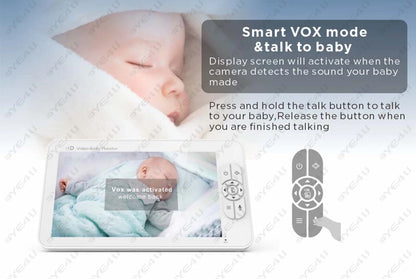 5" HD Video Baby Monitor with PTZ Camera – Night Vision, Two-Way Audio & Temperature Alert
