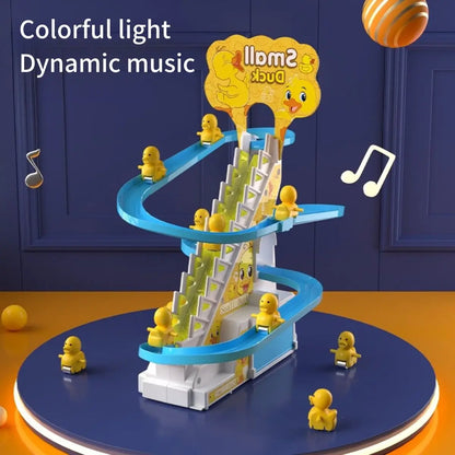 Electric Duckling Stair Climbing Toy – Musical Duck Track Slide for Kids Ages 3–6