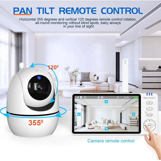 5" HD Video Baby Monitor with PTZ Camera – Night Vision, Two-Way Audio & Temperature Alert