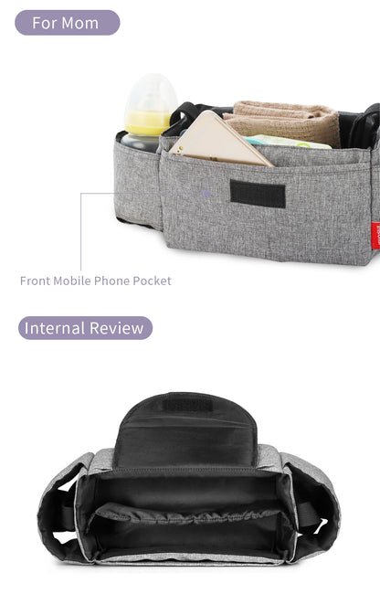 Insulated Baby Bottle Bag & Diaper Organiser – Stroller Mummy Bag for Milk Bottle Storage