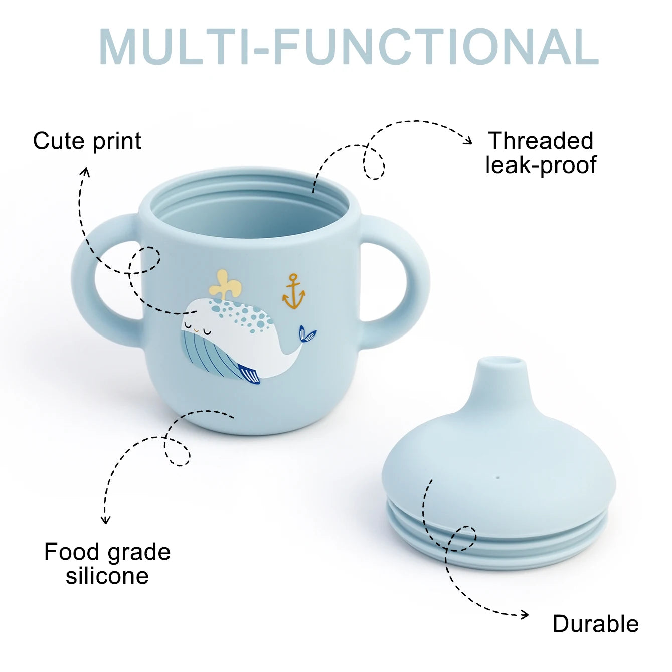 Silicone Baby Training Cup with Handle – BPA-Free, Leak-Proof, Dishwasher Safe for Ages 0–3