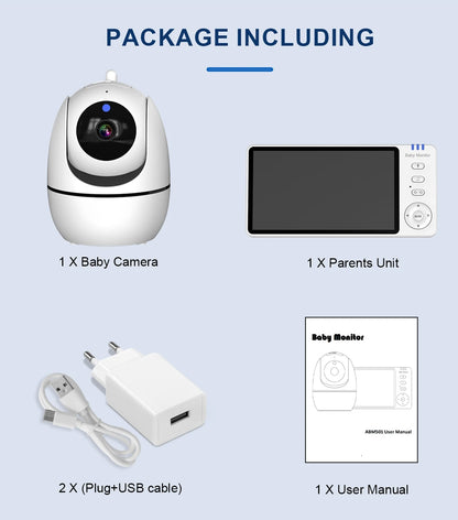 5" HD Video Baby Monitor with PTZ Camera – Night Vision, Two-Way Audio & Temperature Alert