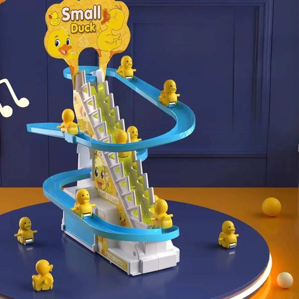 Electric Duckling Stair Climbing Toy – Musical Duck Track Slide for Kids Ages 3–6