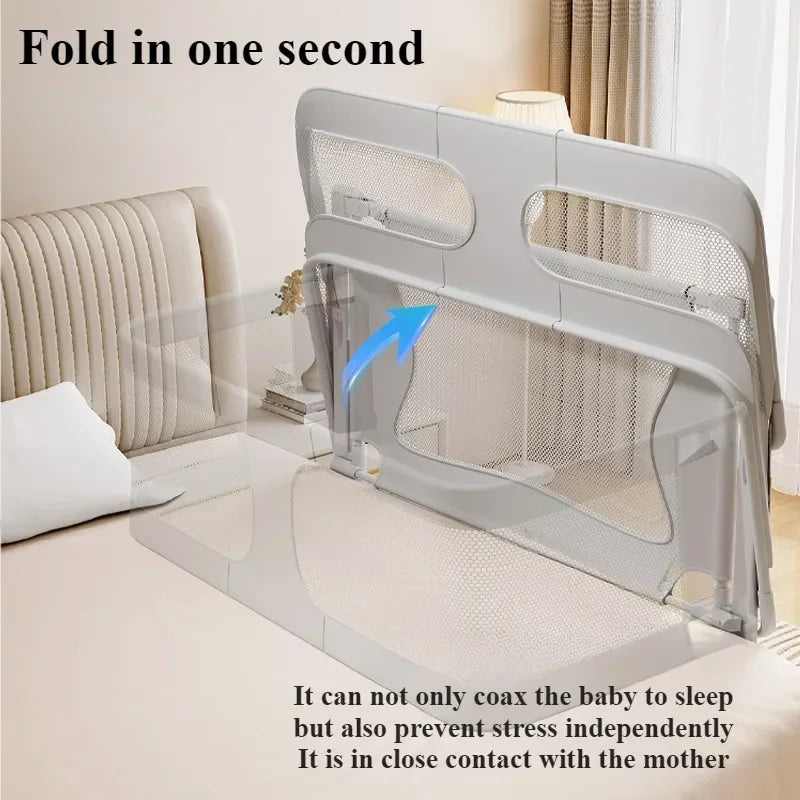 Baby Bedside Breathable Foldable Bassinet Bed Crib with Visible Mesh Window and Soft Washable Liner Cover