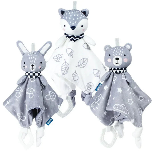 Baby Plush Animal Security Blanket Comforter – Soft Stuffed Rattle Toy for Newborns 0–12 Months