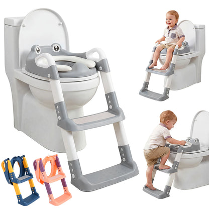 Foldable Children Toilet Step Stool Training Seat Adjustable Toilet Ladder Helper for Kids Bathroom Safe Potty Training Tool