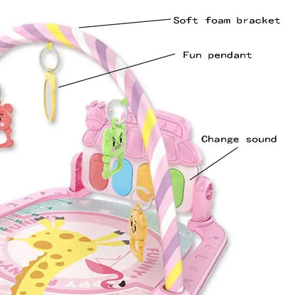 Baby Kick & Play Piano Tummy Time Mat – Musical Activity Gym with Lights & Removable Piano