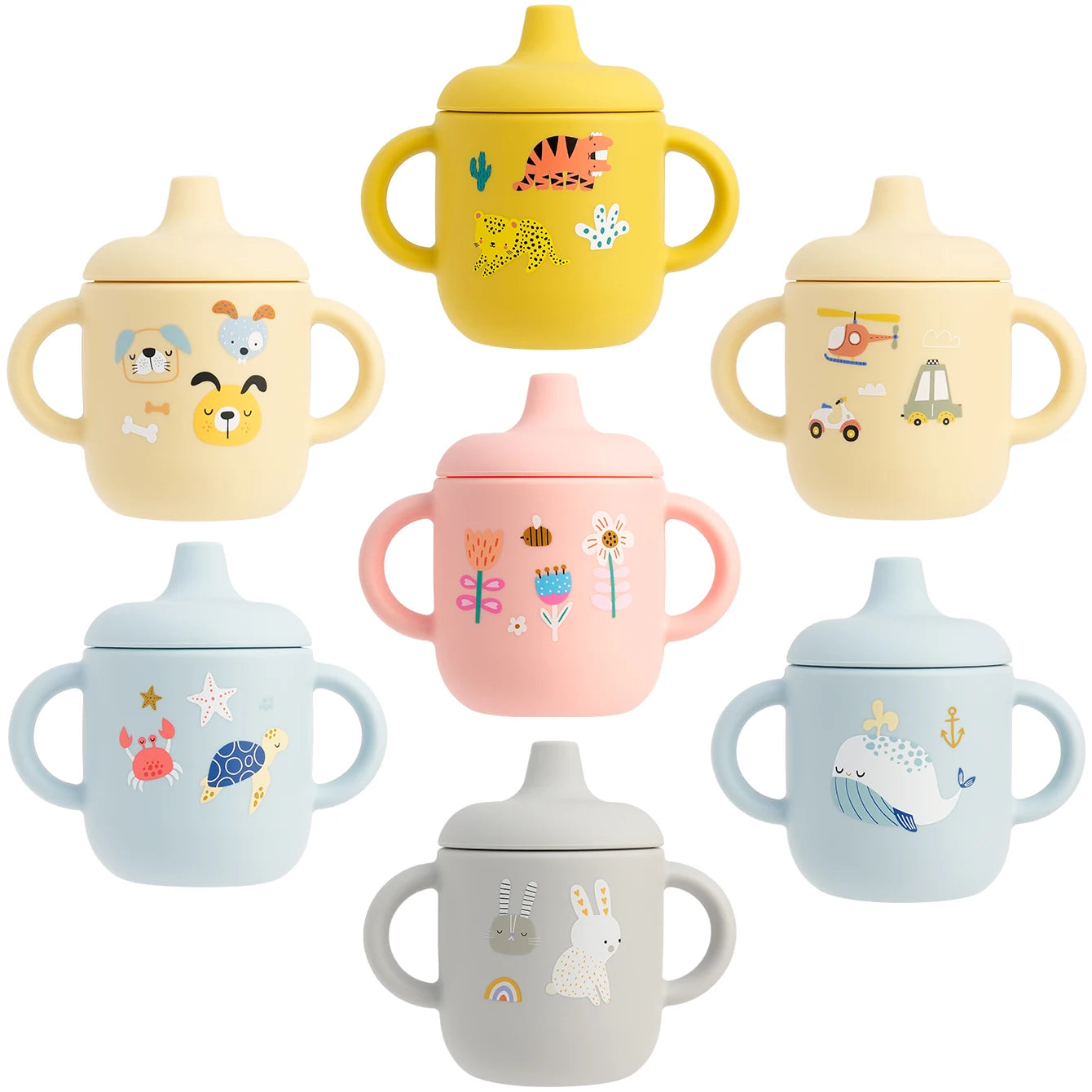 Silicone Baby Training Cup with Handle – BPA-Free, Leak-Proof, Dishwasher Safe for Ages 0–3