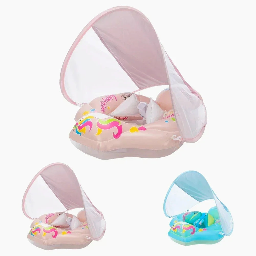 Baby Swimming Pool Float With Canopy Inflatable Infant Floating Ring Kids Swim Circle Bathing Summer Toys