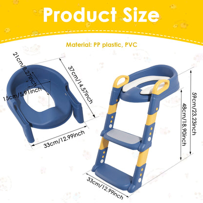 Foldable Children Toilet Step Stool Training Seat Adjustable Toilet Ladder Helper for Kids Bathroom Safe Potty Training Tool