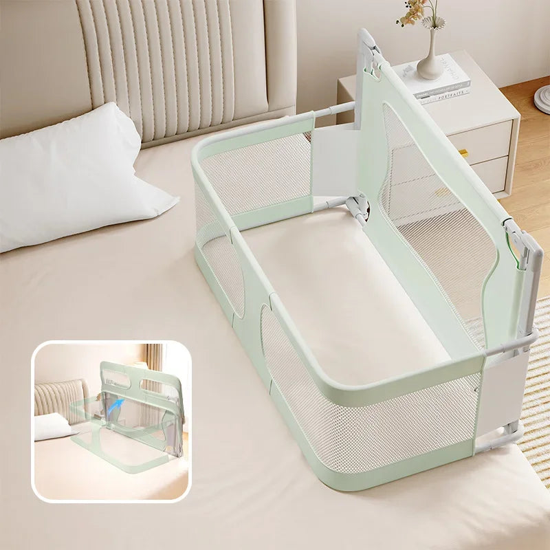 Baby Bedside Breathable Foldable Bassinet Bed Crib with Visible Mesh Window and Soft Washable Liner Cover