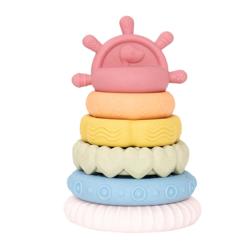 Dinosaur Stacking Tower Toy – Montessori Nesting Rings for Babies & Toddlers Ages 7–12 Months