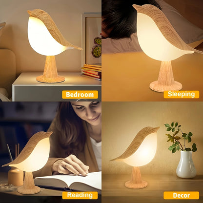 Bird Touch Bedside Lamp for Kids – 3-Colour Dimming USB Rechargeable Night Light for Children's Bedroom