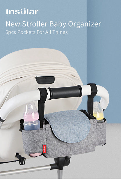 Insulated Baby Bottle Bag & Diaper Organiser – Stroller Mummy Bag for Milk Bottle Storage