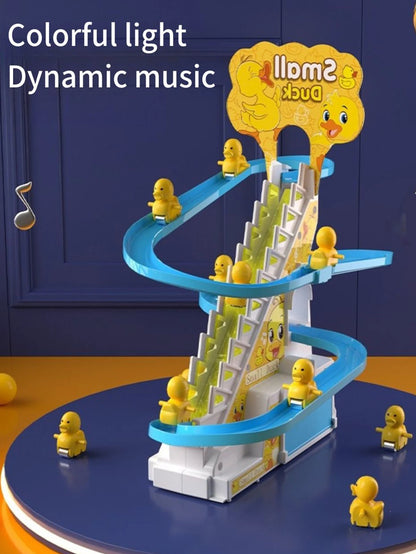 Electric Duckling Stair Climbing Toy – Musical Duck Track Slide for Kids Ages 3–6