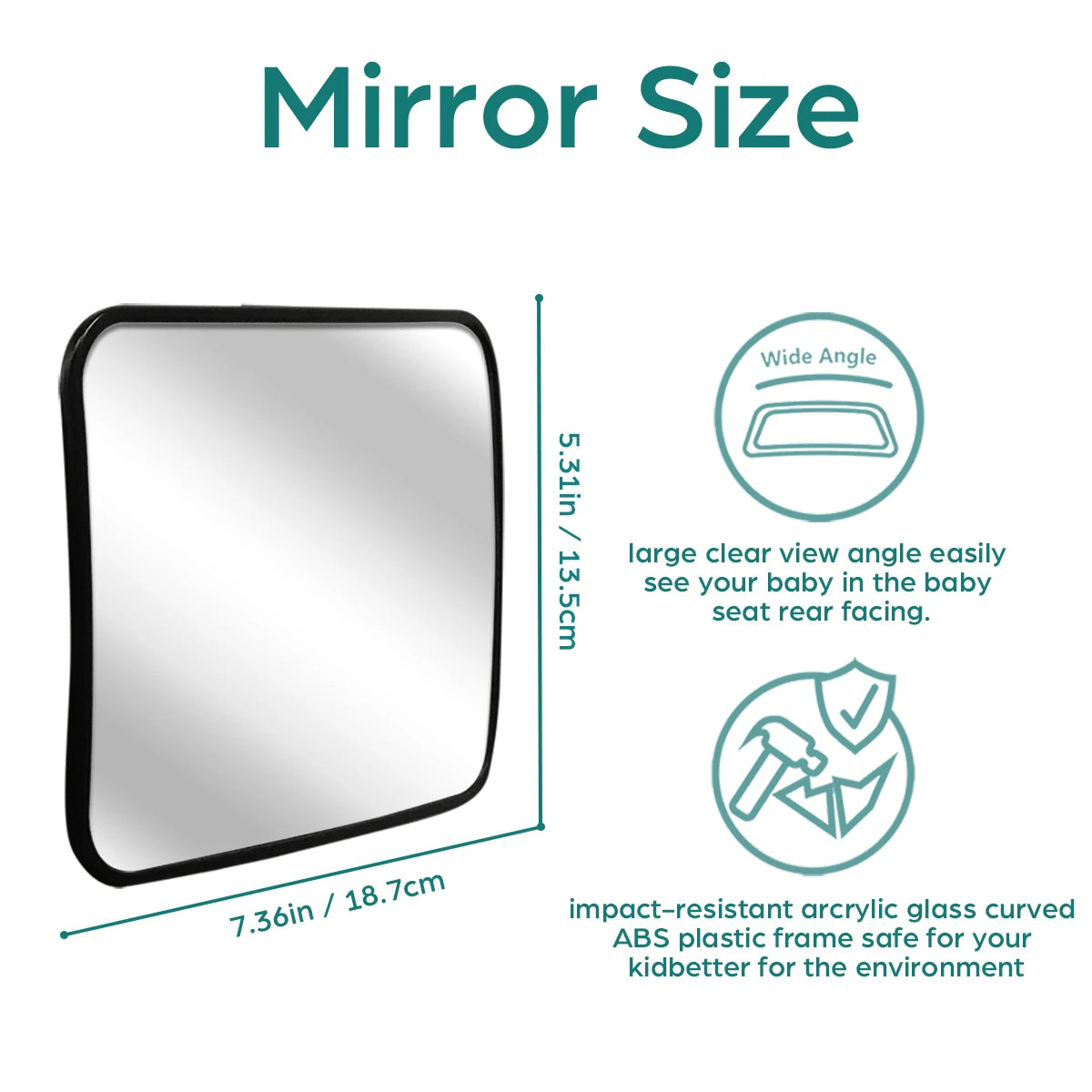 Shatterproof Baby Car Mirror – Universal Rear-Facing Seat Rearview Mirror, Easy Install