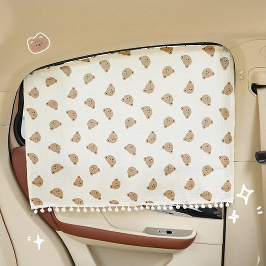 Kids Car Window Sun Shade Curtains – Cartoon Baby Car Curtains with UV & Heat Protection