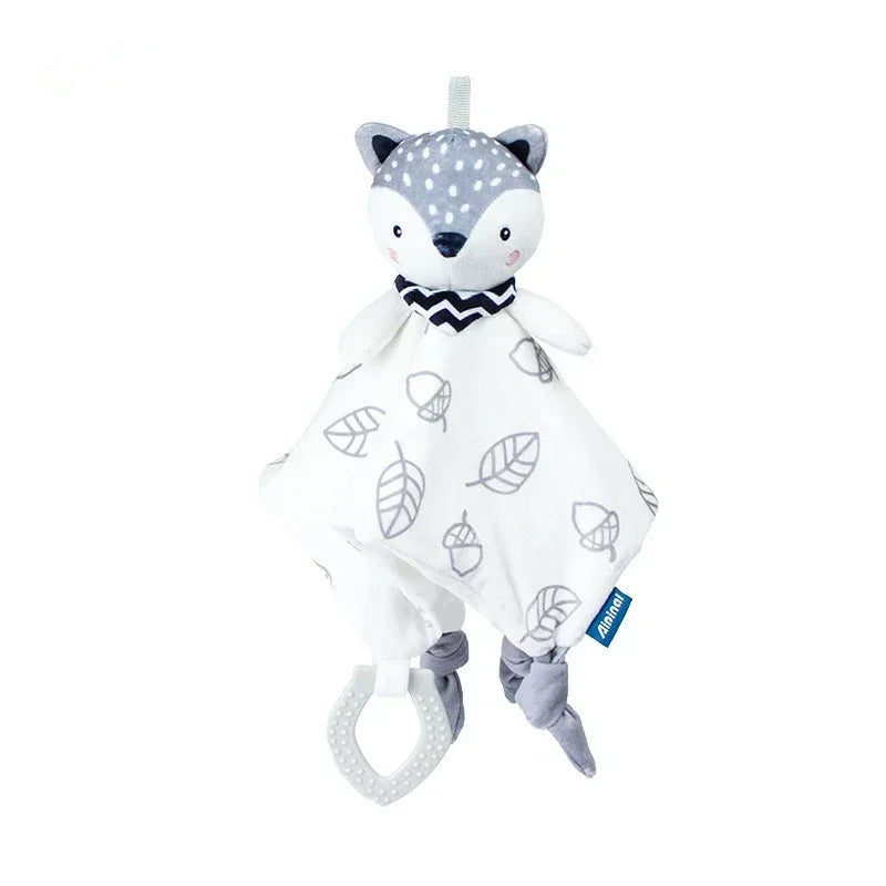 Baby Plush Animal Security Blanket Comforter – Soft Stuffed Rattle Toy for Newborns 0–12 Months