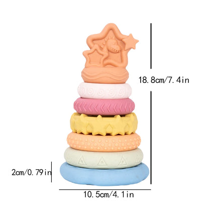 Dinosaur Stacking Tower Toy – Montessori Nesting Rings for Babies & Toddlers Ages 7–12 Months
