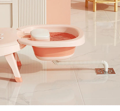 Children's Foldable Hair Washing Chair – Cartoon Shower Stool for Kids at Home