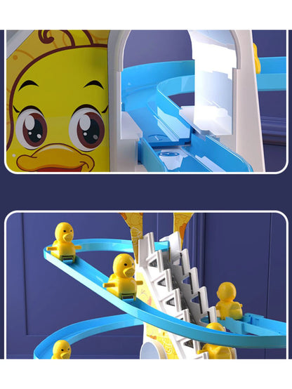 Electric Duckling Stair Climbing Toy – Musical Duck Track Slide for Kids Ages 3–6