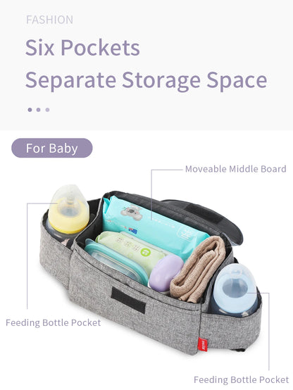 Insulated Baby Bottle Bag & Diaper Organiser – Stroller Mummy Bag for Milk Bottle Storage