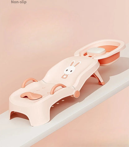 Children's Foldable Hair Washing Chair – Cartoon Shower Stool for Kids at Home