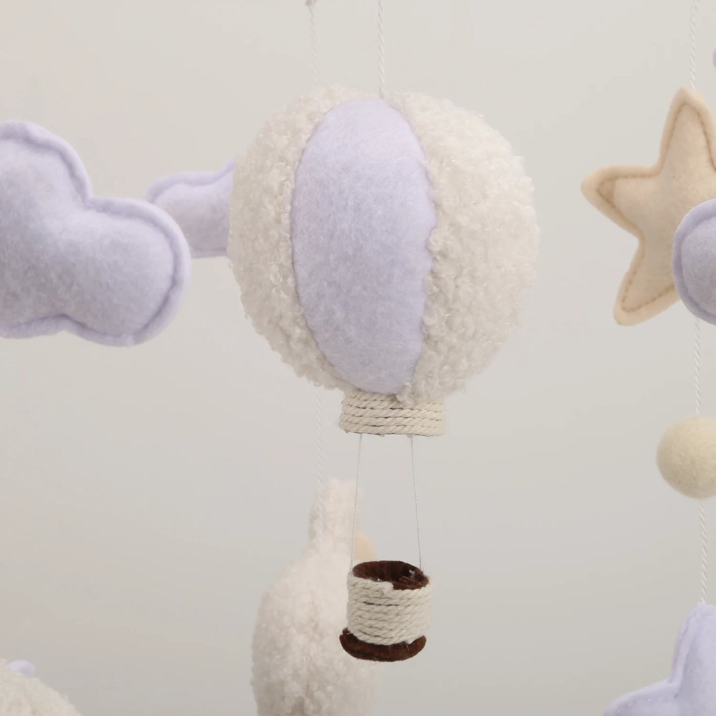 Boucle Sheep & Balloon Baby Nursery Mobile – Neutral Crib Mobile for Newborns, CE Certified