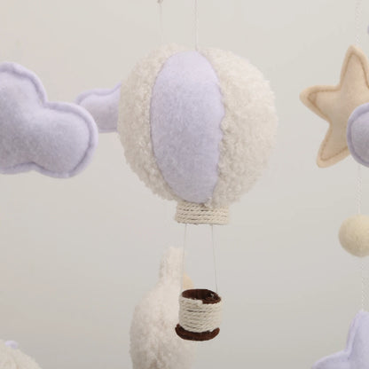 Boucle Sheep & Balloon Baby Nursery Mobile – Neutral Crib Mobile for Newborns, CE Certified