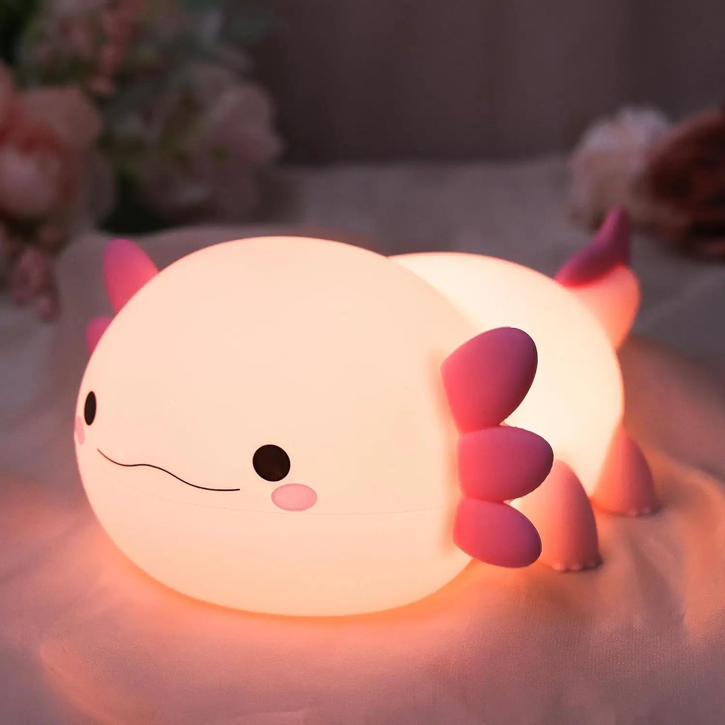 Silicone Animal Night Light for Kids – USB Rechargeable Touch Bedside Lamp | Axolotl, Hippo & Fox