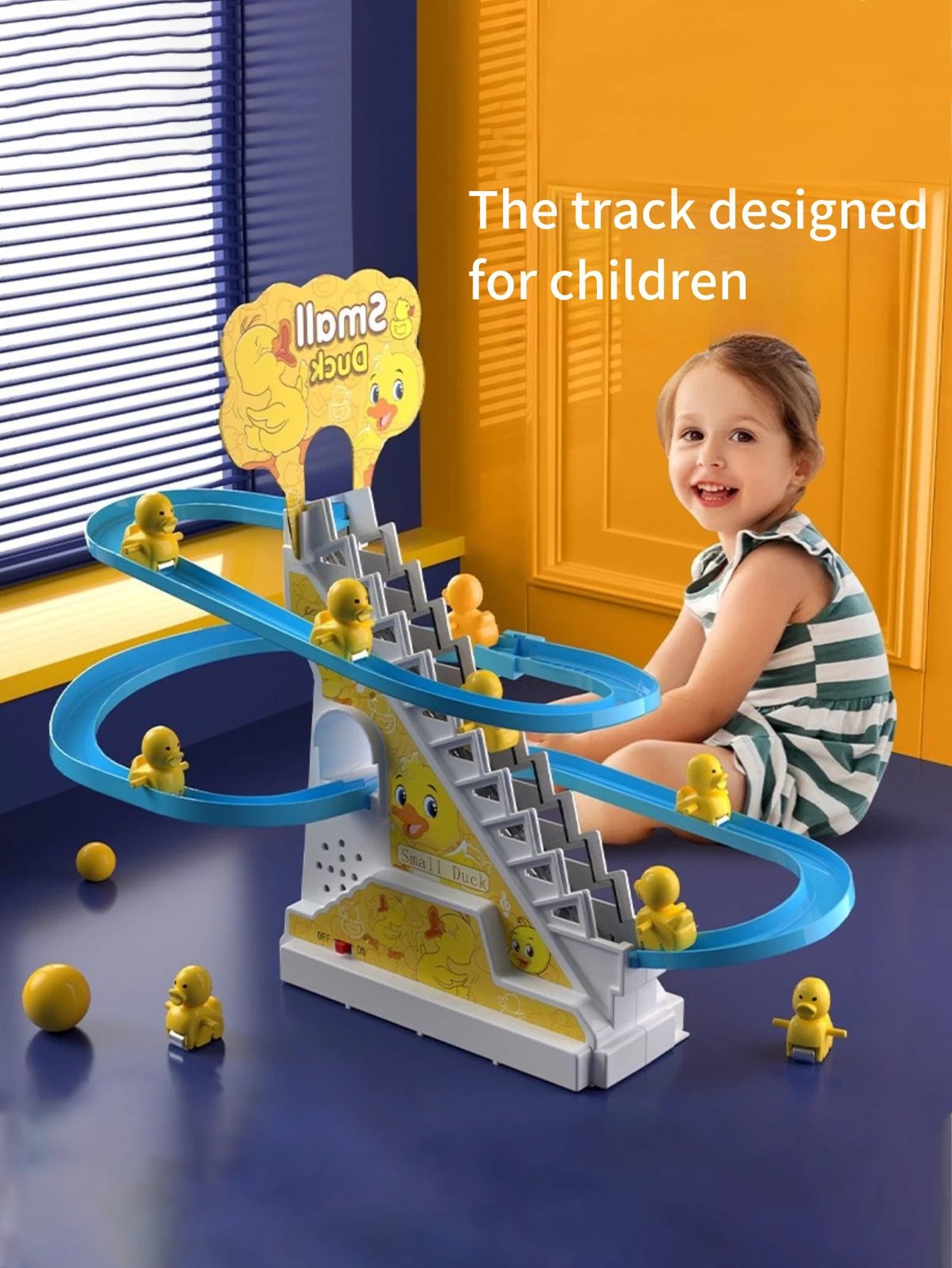 Electric Duckling Stair Climbing Toy – Musical Duck Track Slide for Kids Ages 3–6