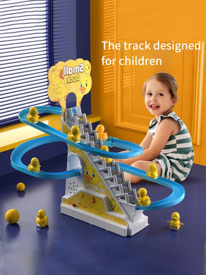 Electric Duckling Stair Climbing Toy – Musical Duck Track Slide for Kids Ages 3–6