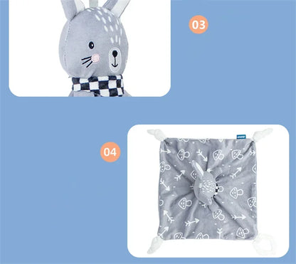 Baby Plush Animal Security Blanket Comforter – Soft Stuffed Rattle Toy for Newborns 0–12 Months