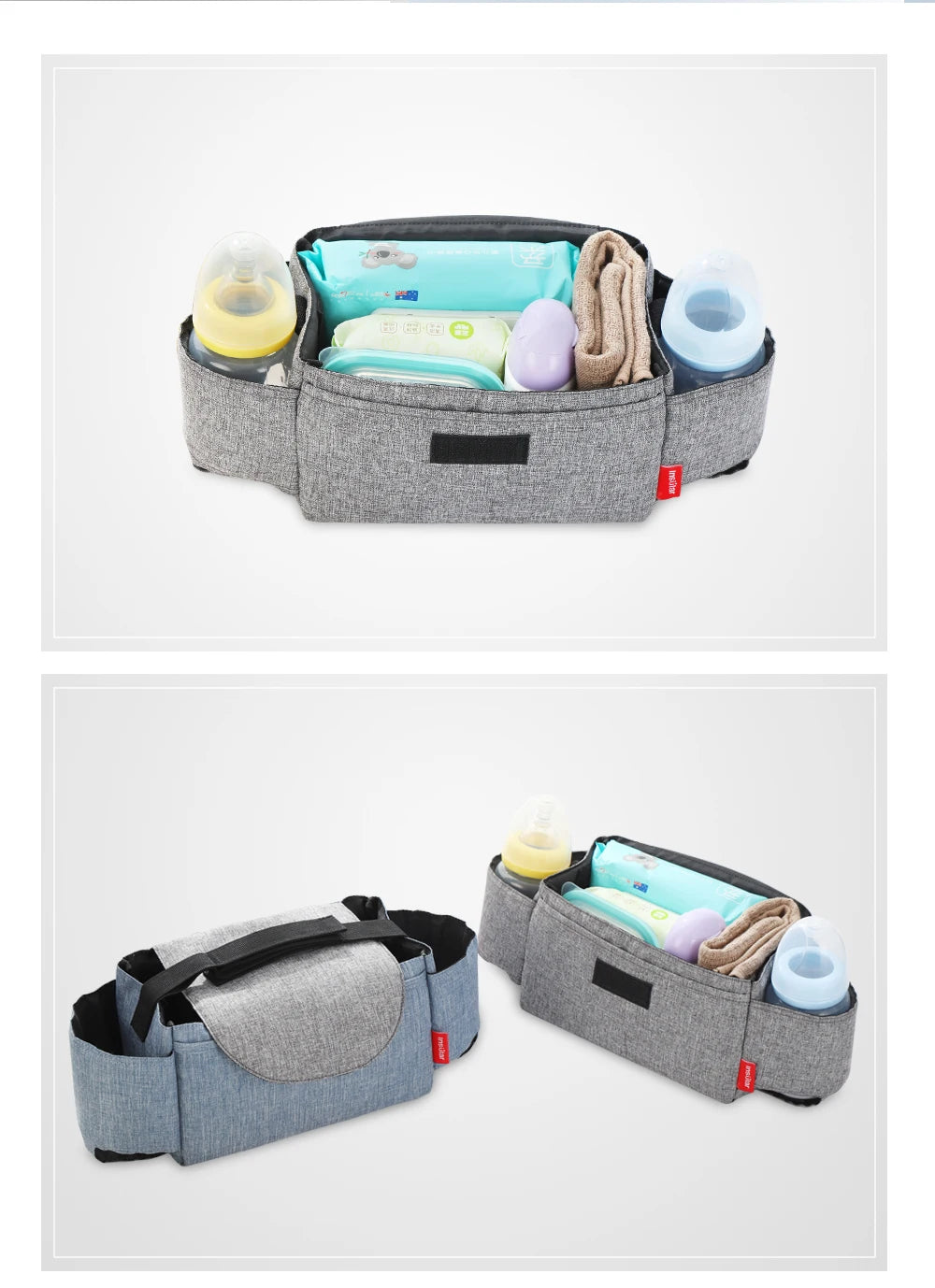 Insulated Baby Bottle Bag & Diaper Organiser – Stroller Mummy Bag for Milk Bottle Storage