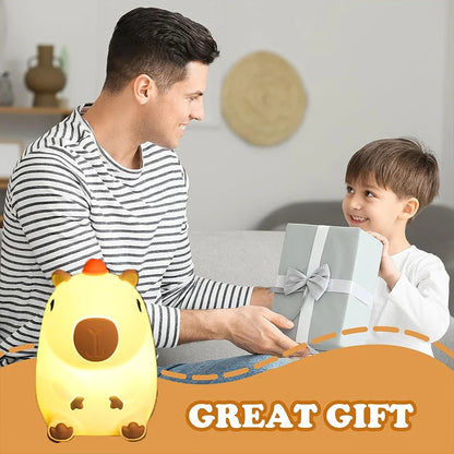 Capybara Silicone Night Light for Kids – USB Rechargeable Touch Bedside Lamp for Baby & Toddler