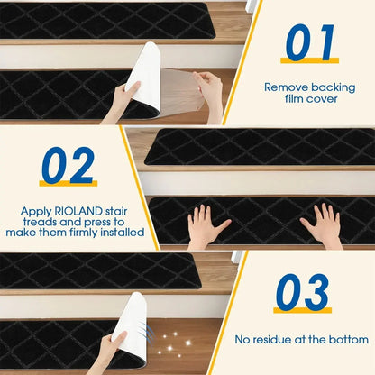 Stair Tread Carpet Mats Self Adhesive Non-Slip Water Absorption Stair Mat Step Rugs Safety Mute Floor Mats Pad