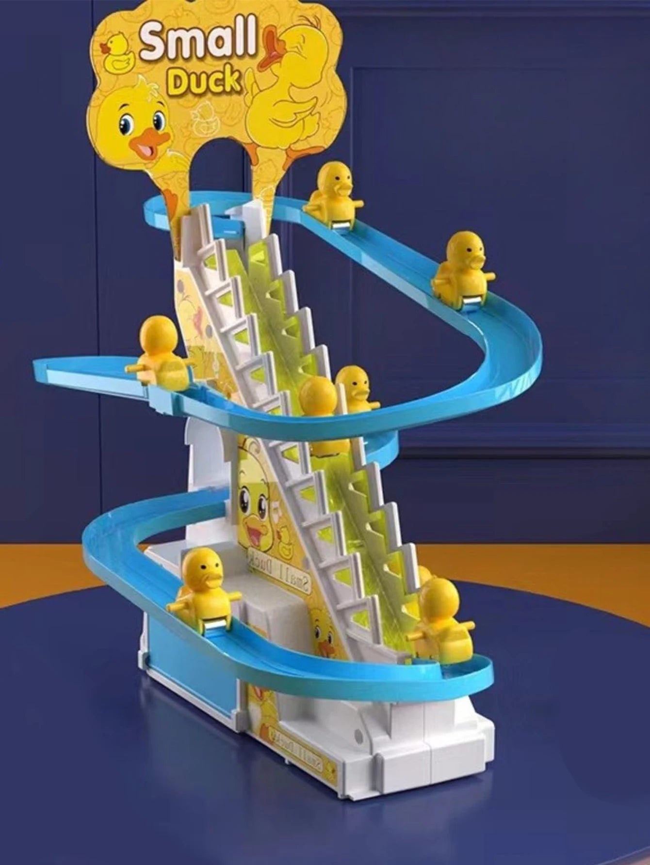 Electric Duckling Stair Climbing Toy – Musical Duck Track Slide for Kids Ages 3–6