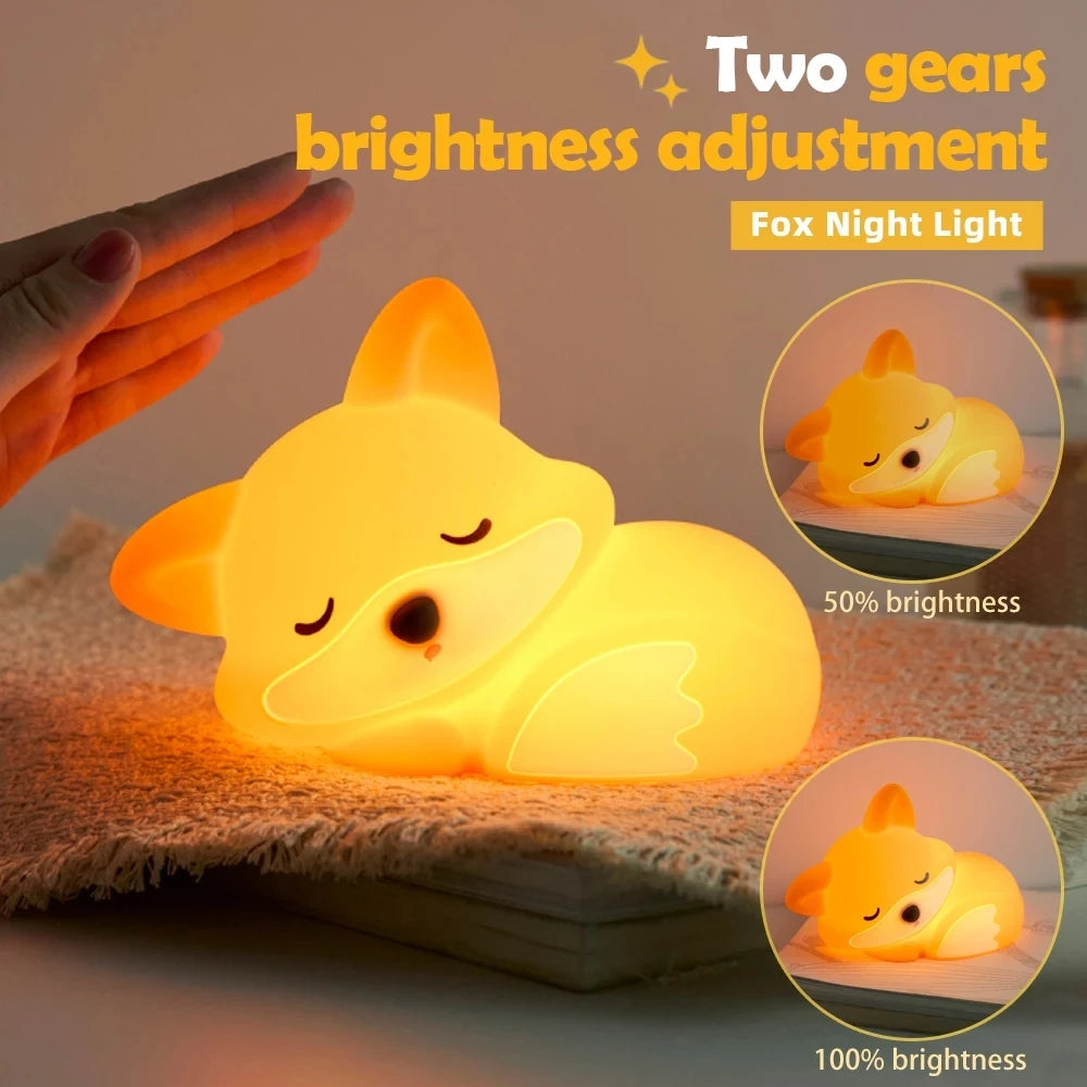 Silicone Animal Night Light for Kids – USB Rechargeable Touch Bedside Lamp | Axolotl, Hippo & Fox