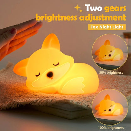 Silicone Animal Night Light for Kids – USB Rechargeable Touch Bedside Lamp | Axolotl, Hippo & Fox
