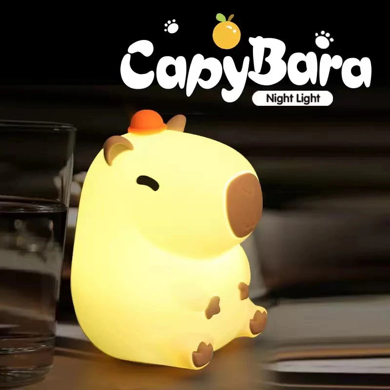 Capybara Silicone Night Light for Kids – USB Rechargeable Touch Bedside Lamp for Baby & Toddler