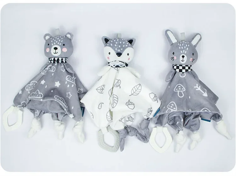 Baby Plush Animal Security Blanket Comforter – Soft Stuffed Rattle Toy for Newborns 0–12 Months