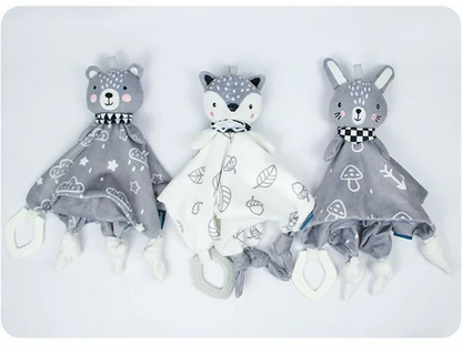 Baby Plush Animal Security Blanket Comforter – Soft Stuffed Rattle Toy for Newborns 0–12 Months
