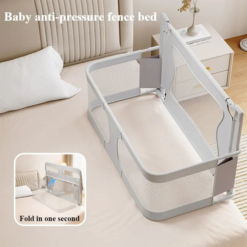 Baby Bedside Breathable Foldable Bassinet Bed Crib with Visible Mesh Window and Soft Washable Liner Cover