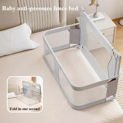 Baby Bedside Breathable Foldable Bassinet Bed Crib with Visible Mesh Window and Soft Washable Liner Cover