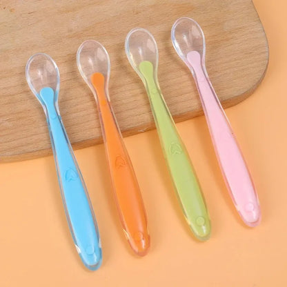 Baby Silicone Learning Spoon Set – 4 Colours, Star Pattern, Soft & BPA-Free for Ages 0–1