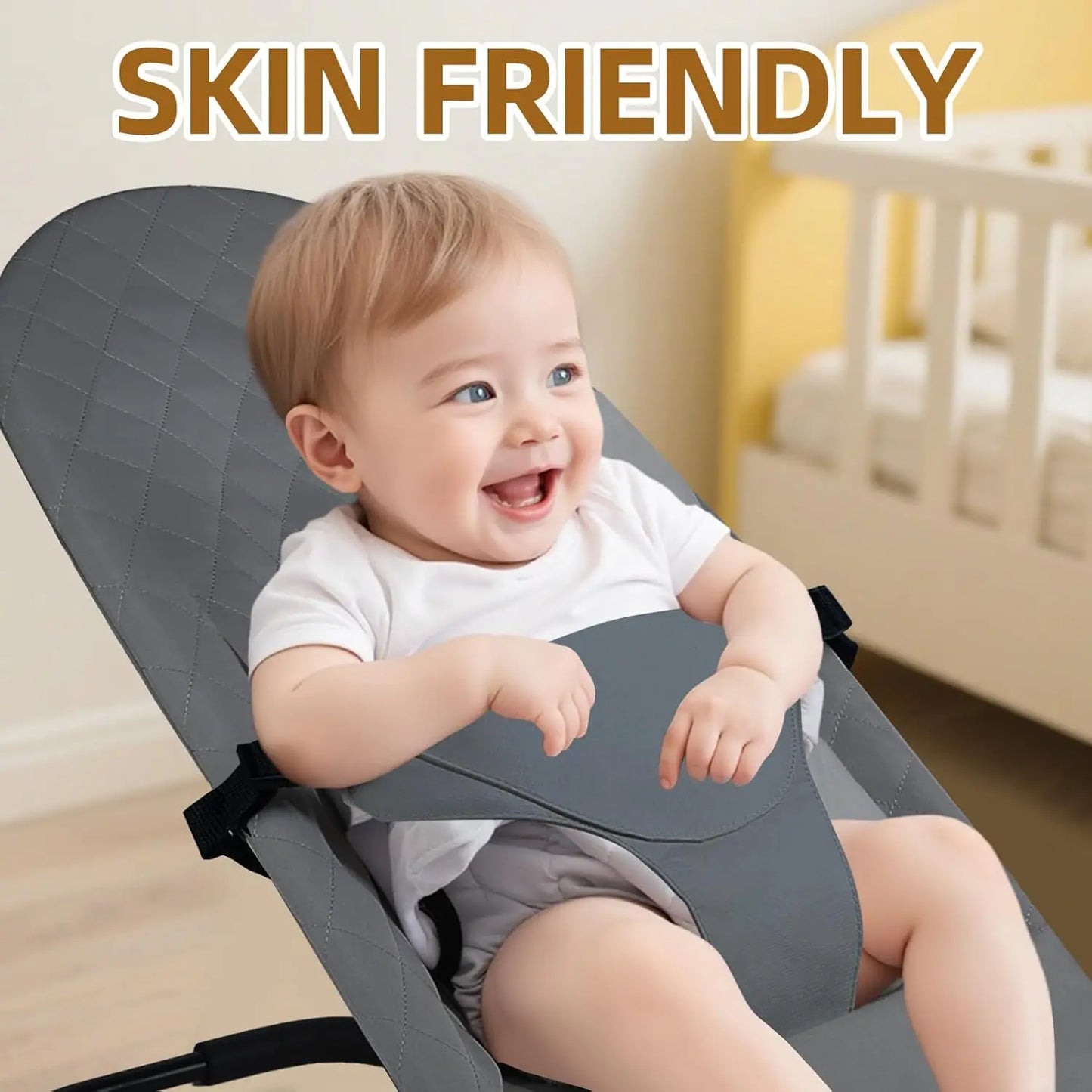 2-in-1 Convertible Baby Bouncer Seat with Toy Bar - No Battery Self-Rocking Hip-Healthy Seat for Infants 0-2 Years